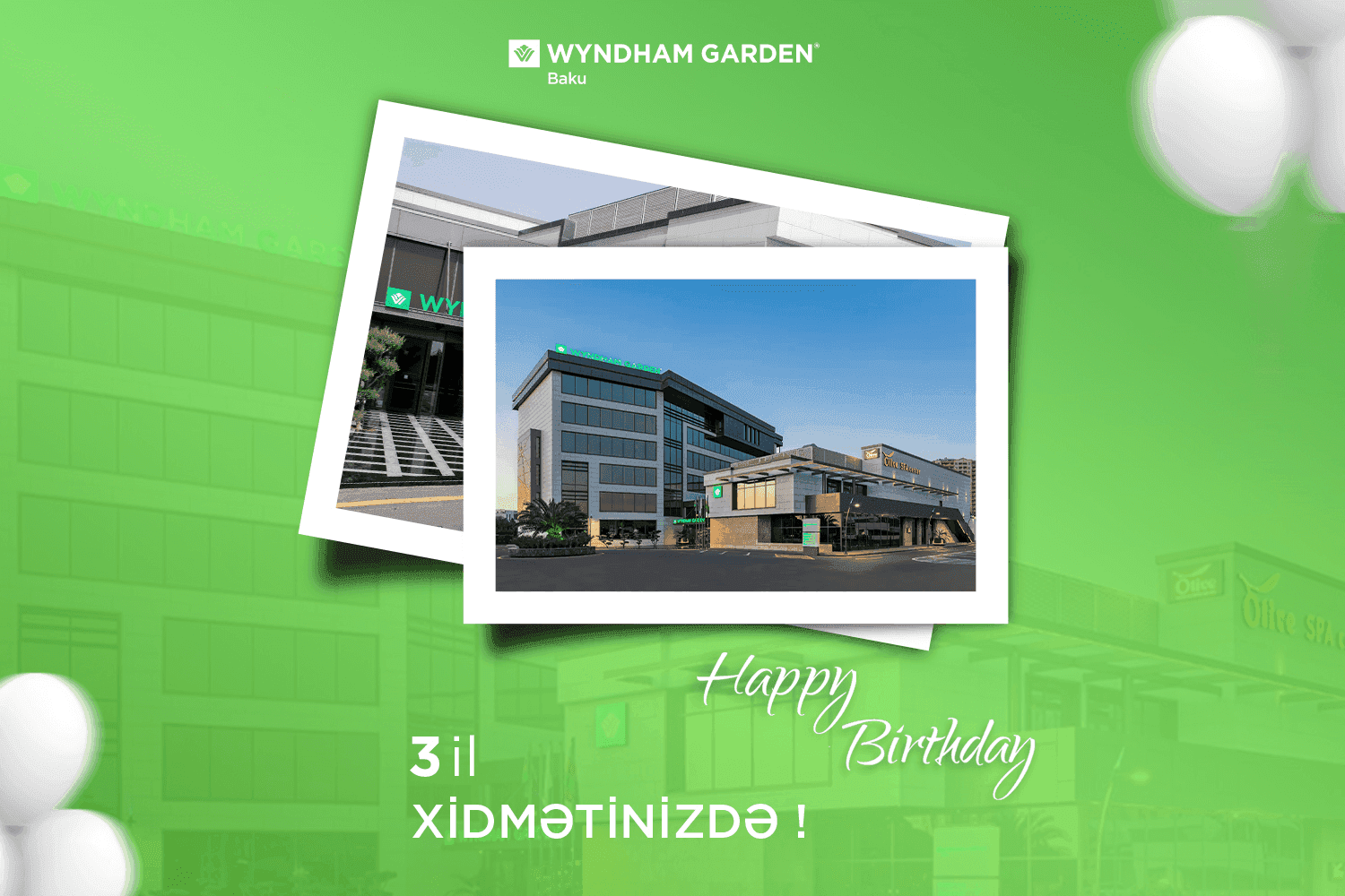 “Wyndham Garden Baku” hoteli bu gün 3 yaşını qeyd edir. 